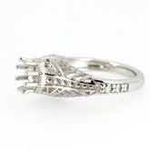 Sterling Silver Semi Mount Ring Setting Round RD5x5mm Art Deco Style Syzjewelry